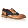 Gatsby Leather Brogue Tan/Navy-Wide Fit, Shoes, London Brogues - London Brogues