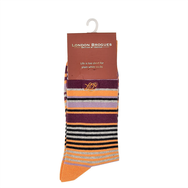 Stripe Socks Orange, Socks, London Brogues  - London Brogues