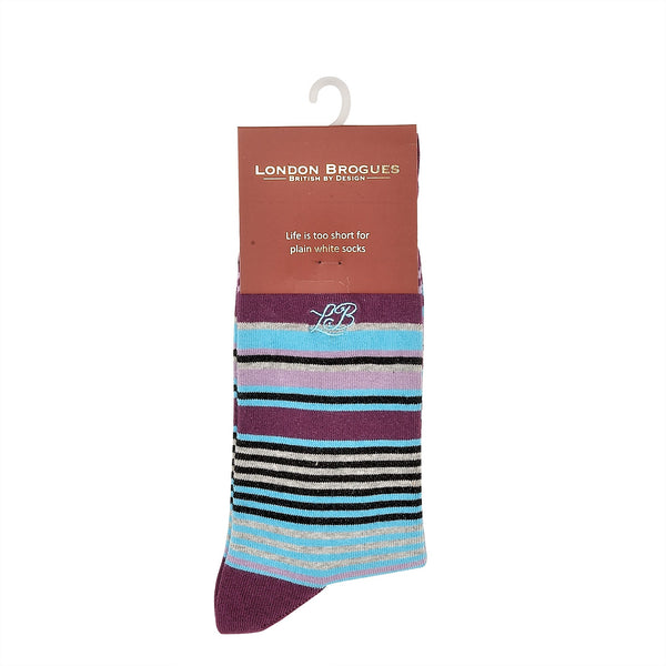 Stripe Socks Purple, Socks, London Brogues  - London Brogues