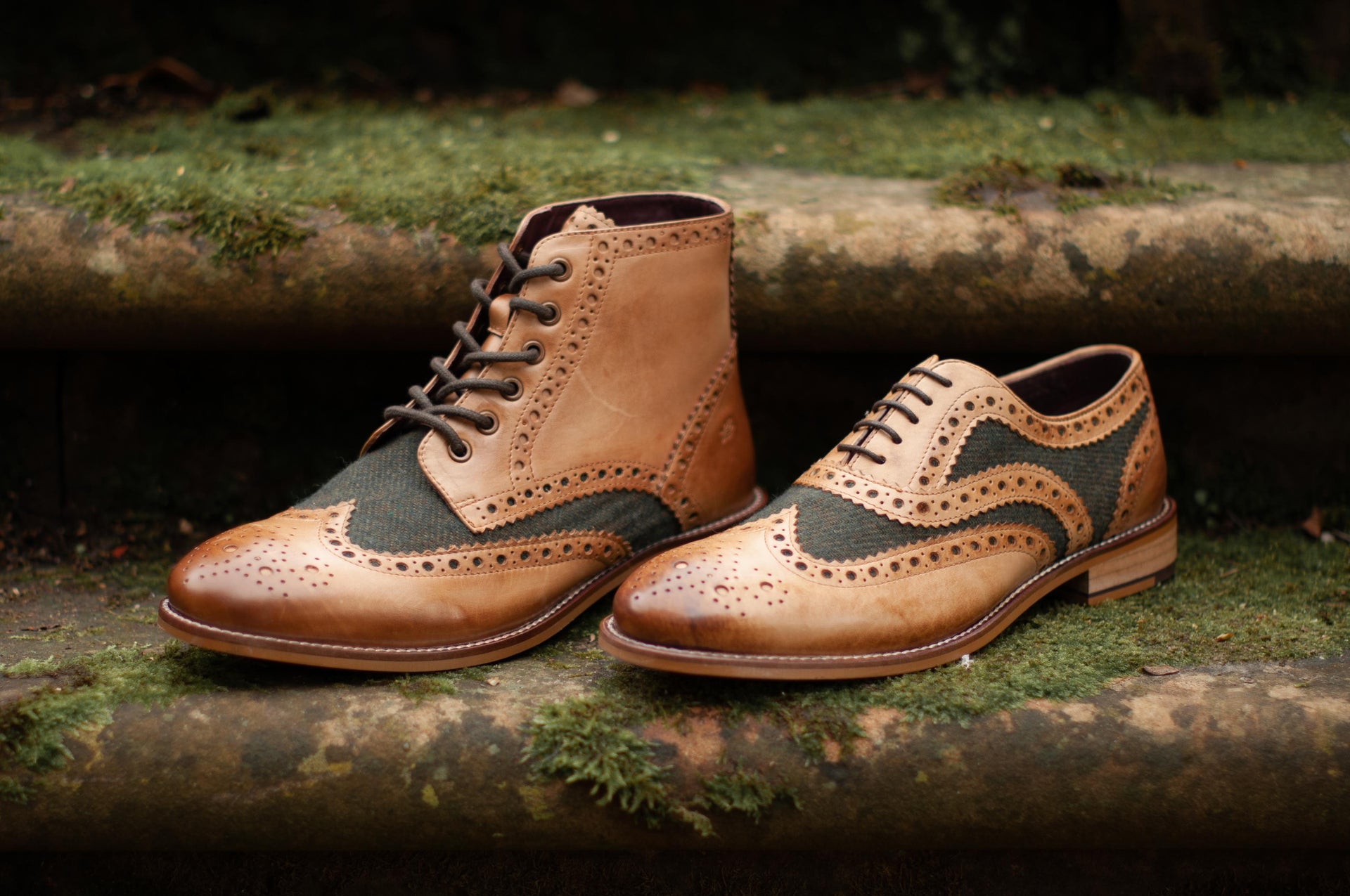 Brown and Tweed brogue shoe and boot