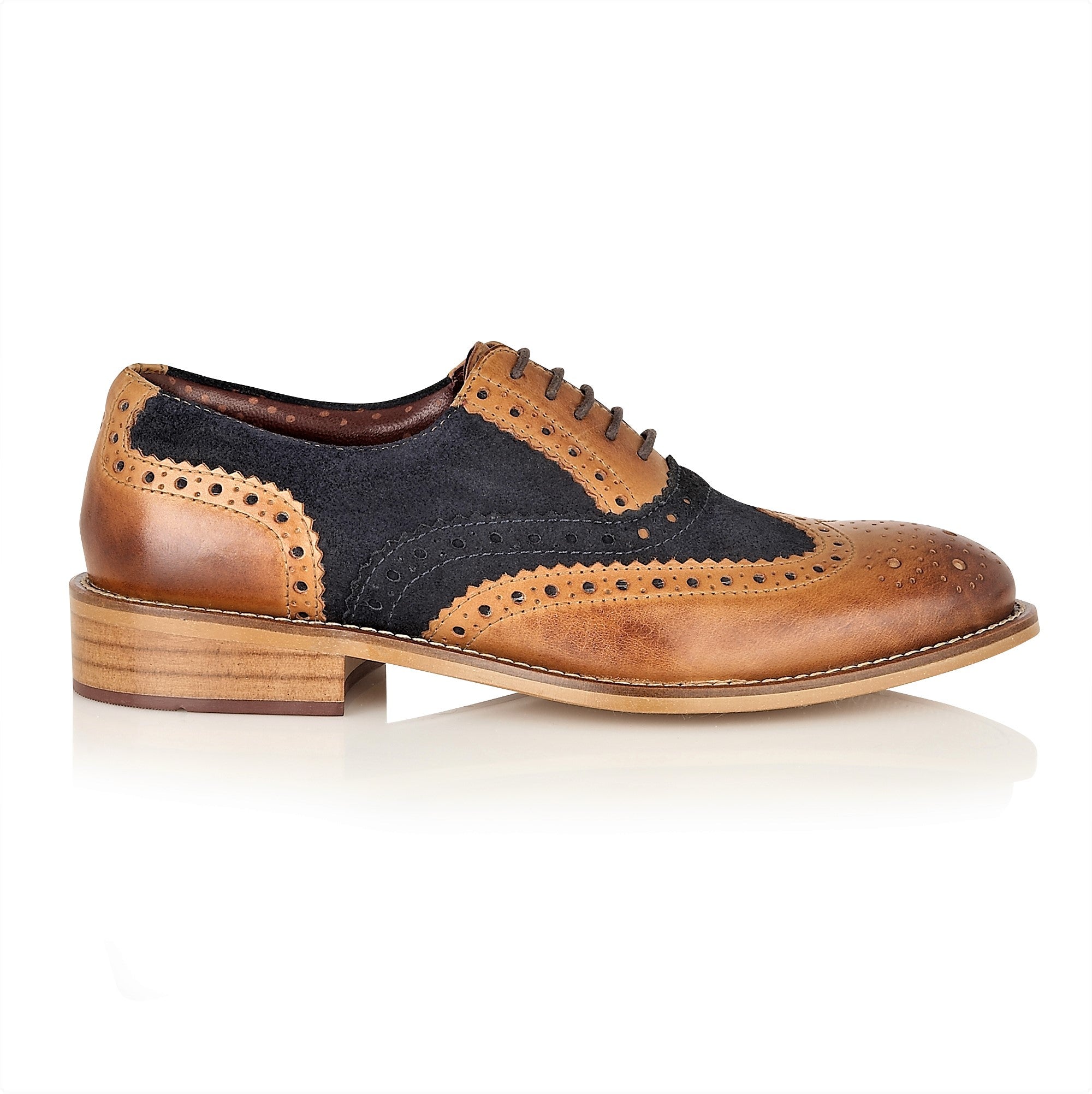 Gatsby Junior Brogues Tan/Navy, Shoes, London Brogues  - London Brogues