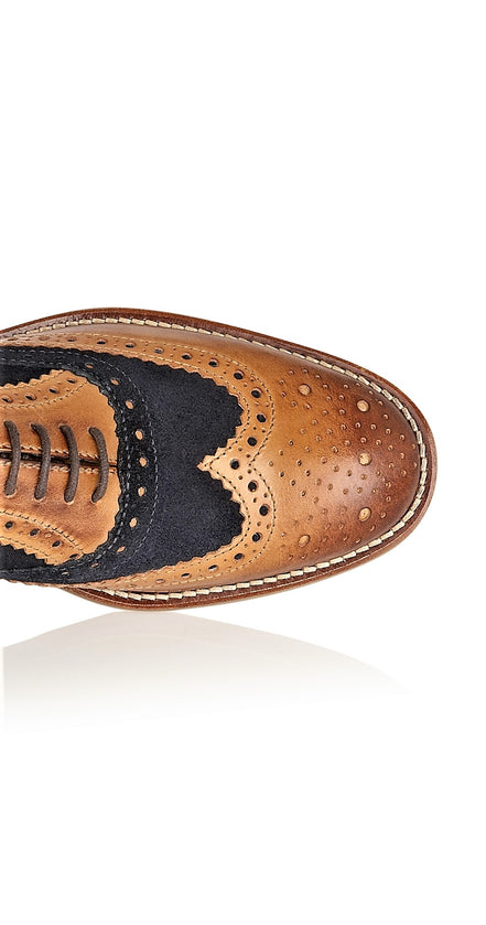 Gatsby Junior Brogues Tan/Navy, Shoes, London Brogues  - London Brogues