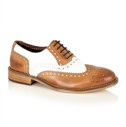 Gatsby Junior Brogues Tan/White, Shoes, London Brogues  - London Brogues