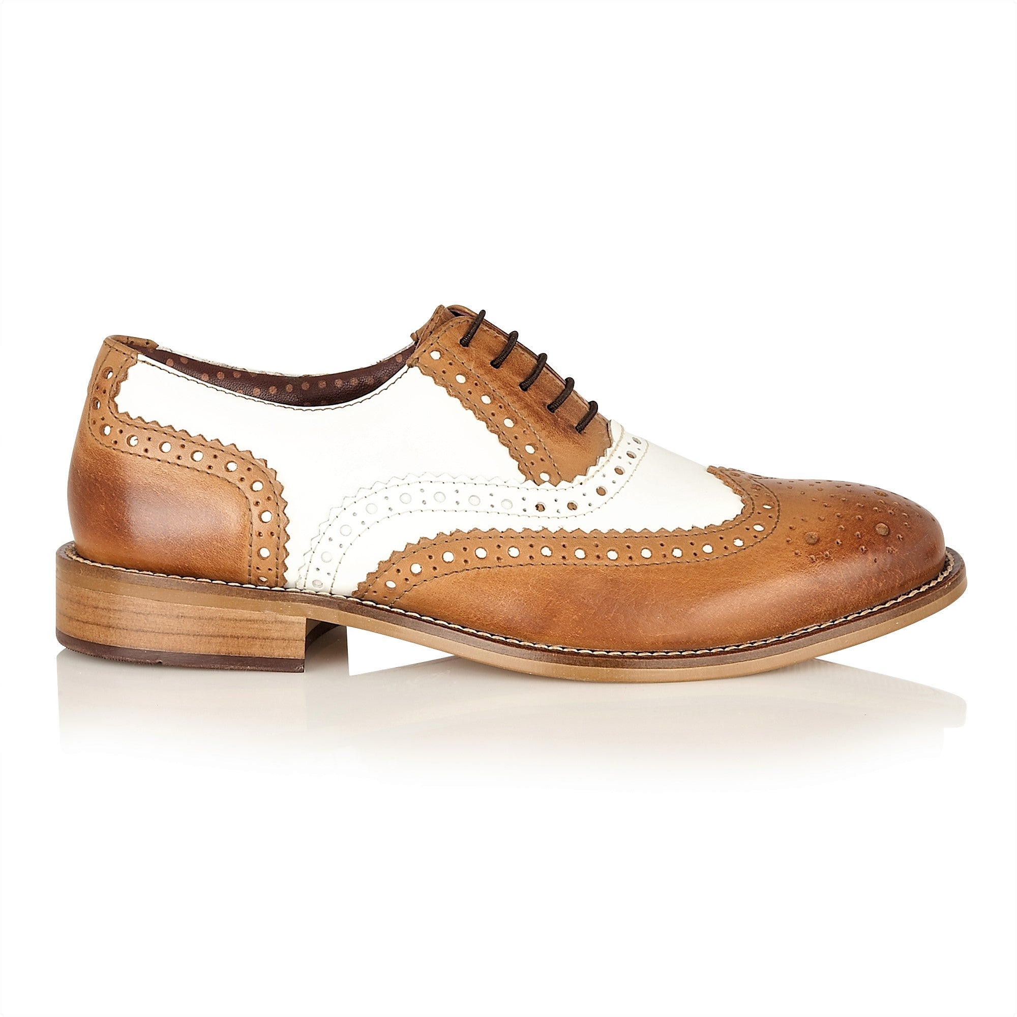 Gatsby Junior Brogues Tan/White, Shoes, London Brogues  - London Brogues