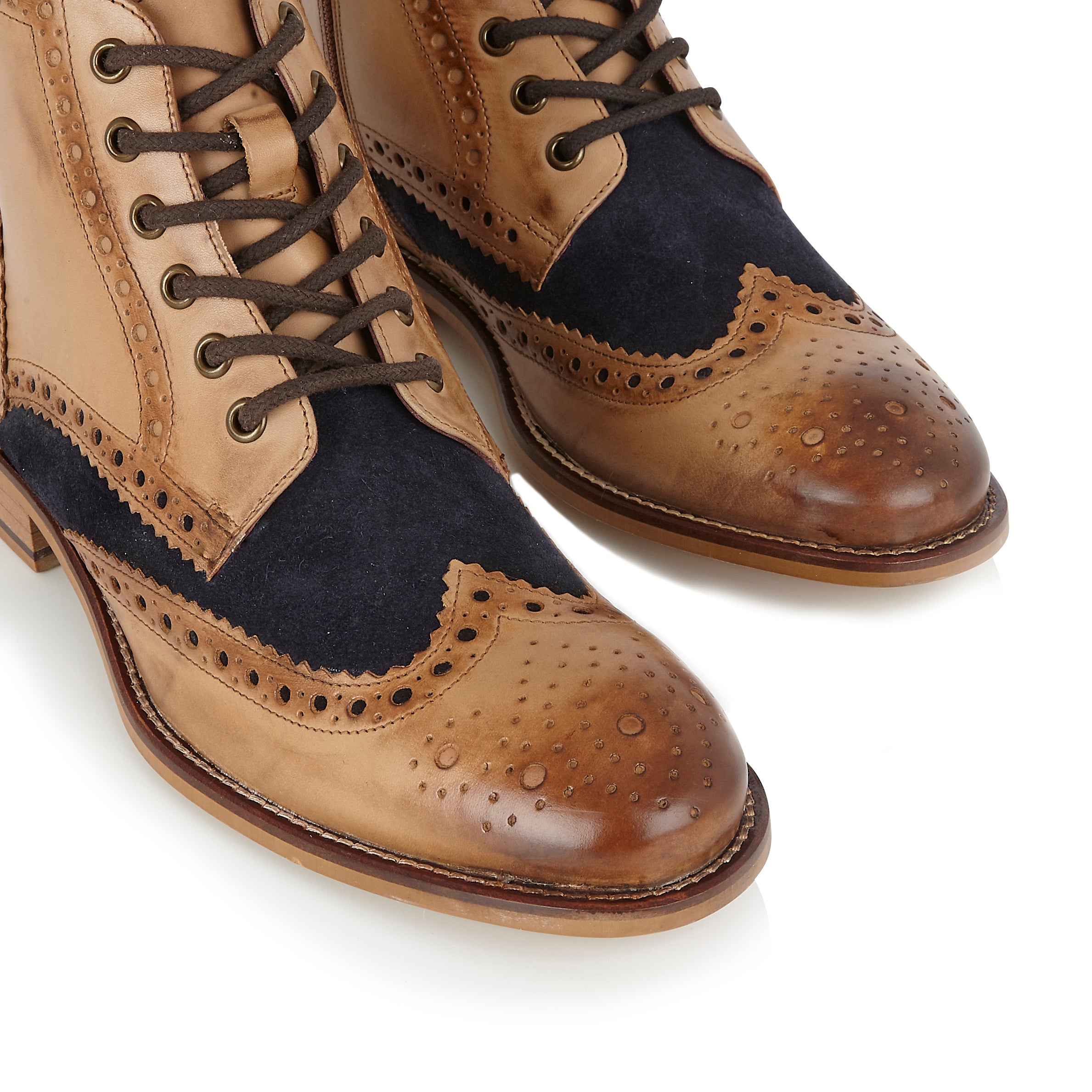 Gatsby Boot Tan / Navy - London Brogues