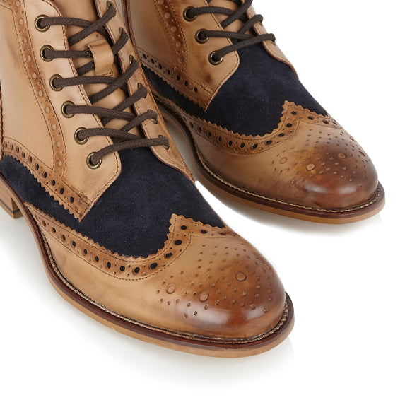 Gatsby Boot Tan / Navy - London Brogues