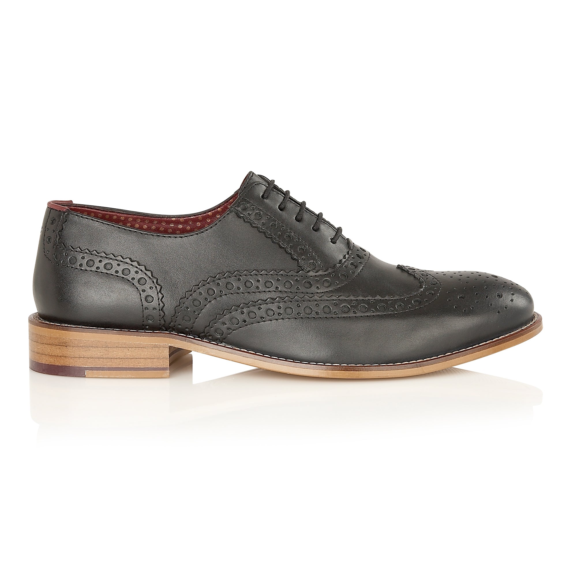 Gatsby Leather Brogue Black - Wide Fit, Shoes, London Brogues  - London Brogues