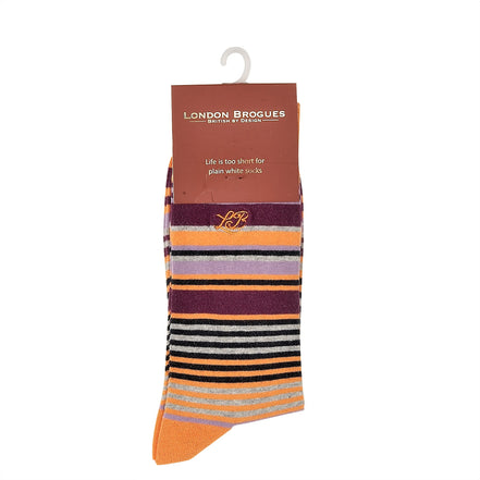 Stripe Socks Orange, Socks, London Brogues  - London Brogues