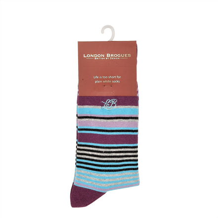 Stripe Socks Purple, Socks, London Brogues  - London Brogues