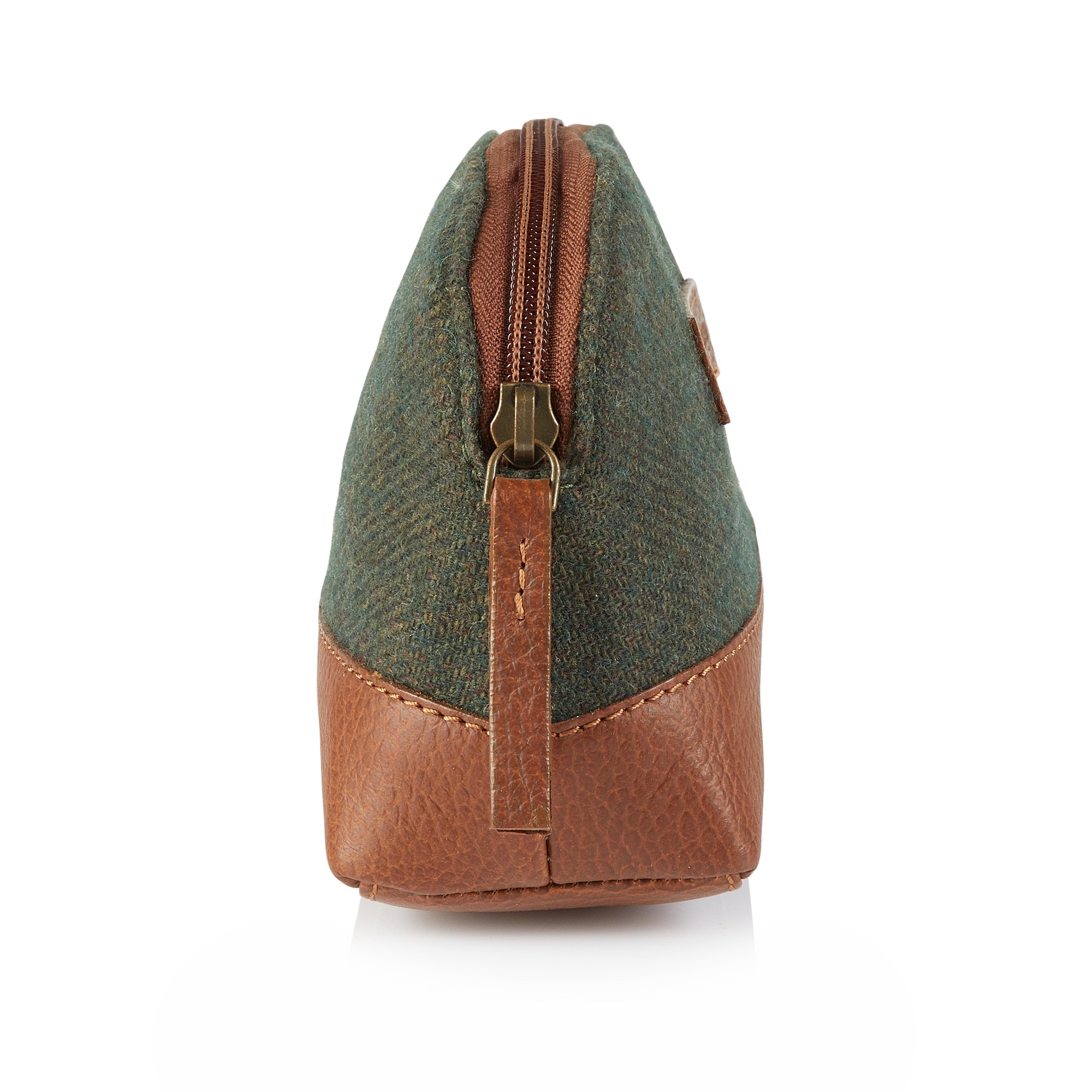 Green Tweed and Leather Washbag - London Brogues