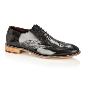 Gatsby Leather Brogue Black Polished, Shoes, London Brogues  - London Brogues