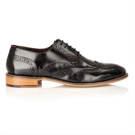 Gatsby Leather Brogue Black Polished, Shoes, London Brogues  - London Brogues