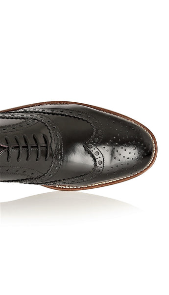 Gatsby Leather Brogue Black Polished, Shoes, London Brogues  - London Brogues