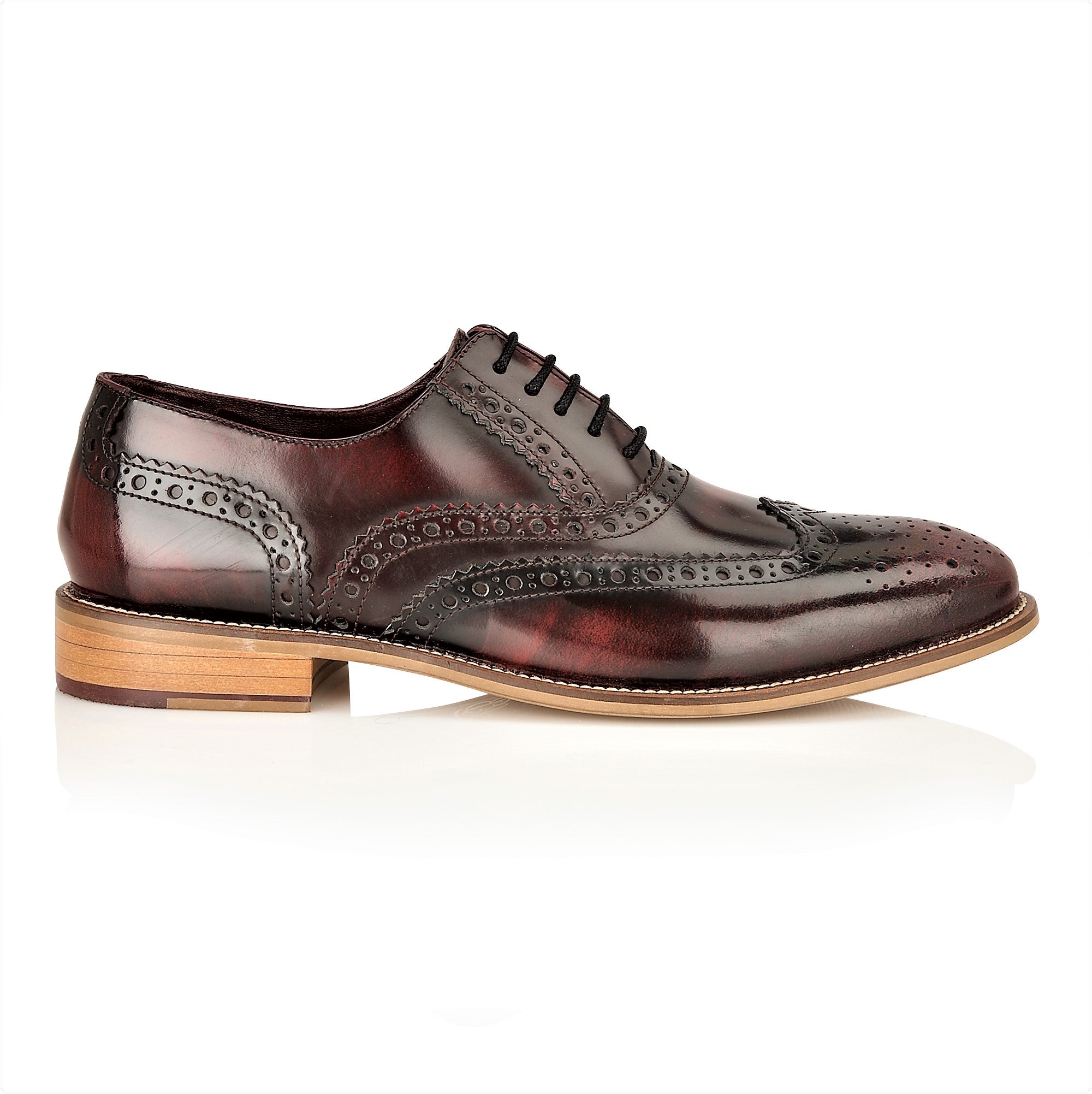 Gatsby Leather Brogue Bordo Polished, Shoes, London Brogues  - London Brogues