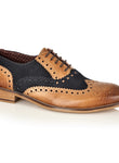Gatsby Leather Brogue Tan/Navy, Shoes, London Brogues  - London Brogues