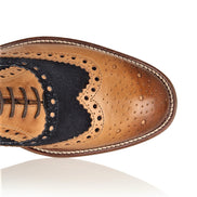 Gatsby Leather Brogue Tan/Navy-Wide Fit, Shoes, London Brogues  - London Brogues