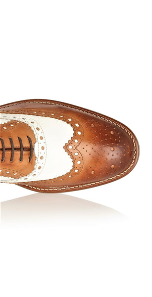 Gatsby Leather Brogue Tan/White, Shoes, London Brogues  - London Brogues