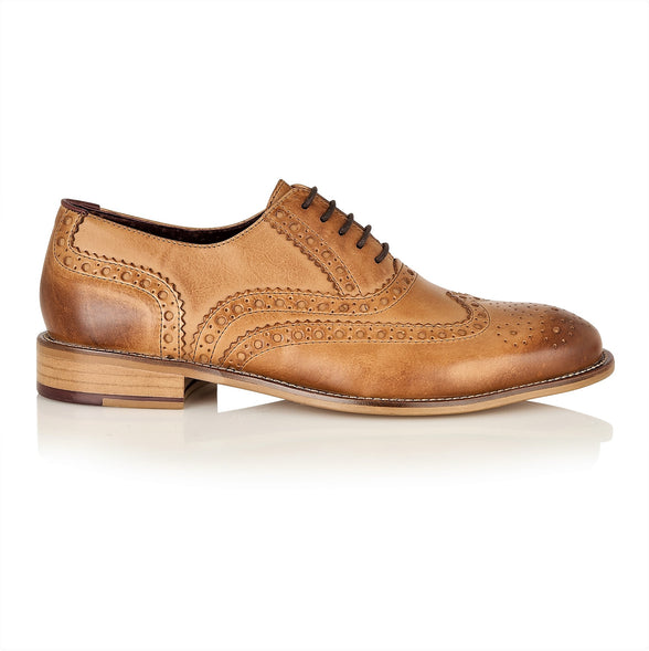 Gatsby Leather Brogue Tan, Shoes, London Brogues  - London Brogues
