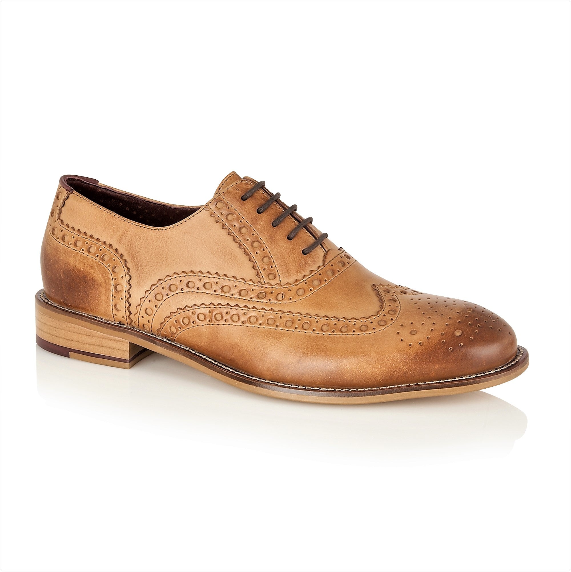 Gatsby Leather Brogue Tan - Wide Fit, Shoes, London Brogues  - London Brogues