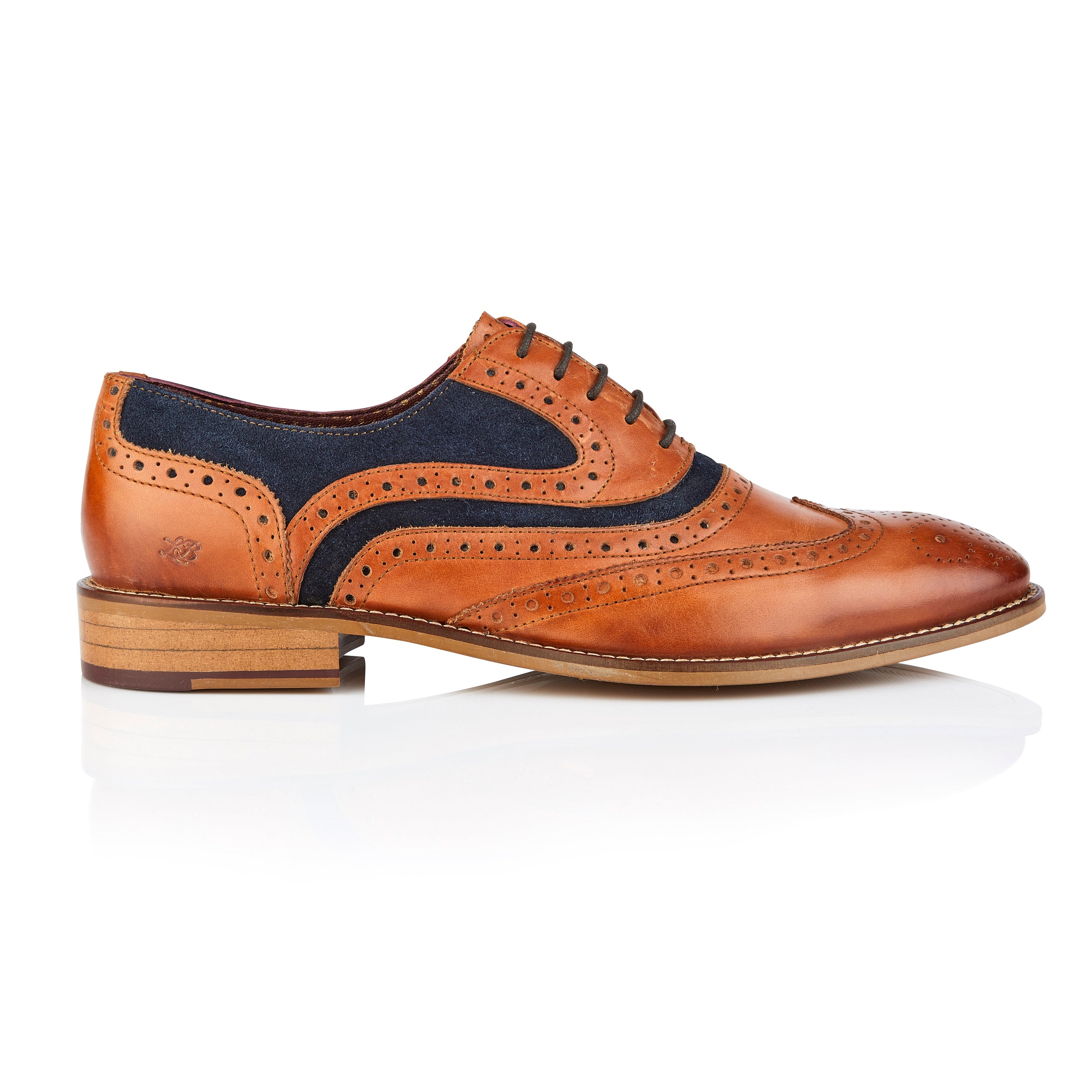 Shelby Oxford Tan / Navy - Widefit - London Brogues