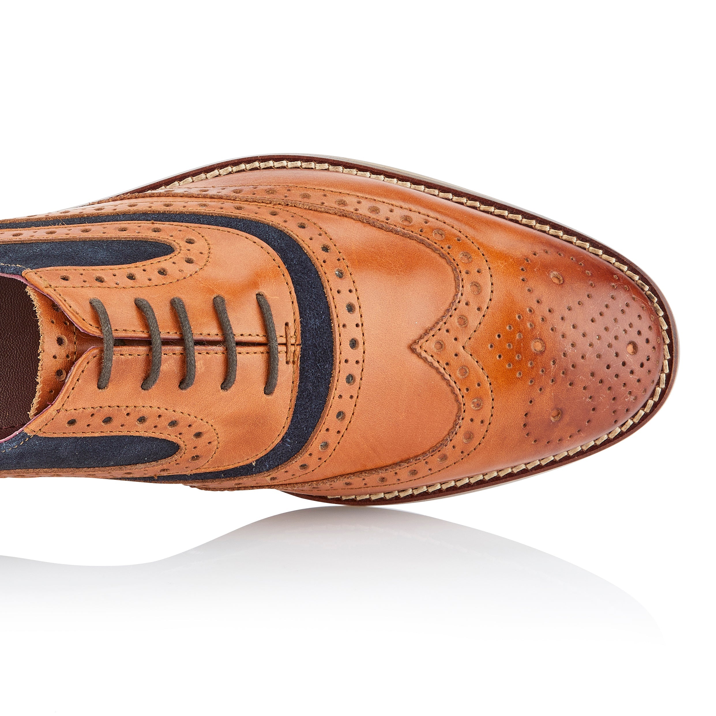 Shelby Oxford Tan / Navy - Widefit - London Brogues