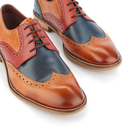 Tommy Derby Tan / Blue / Red - London Brogues
