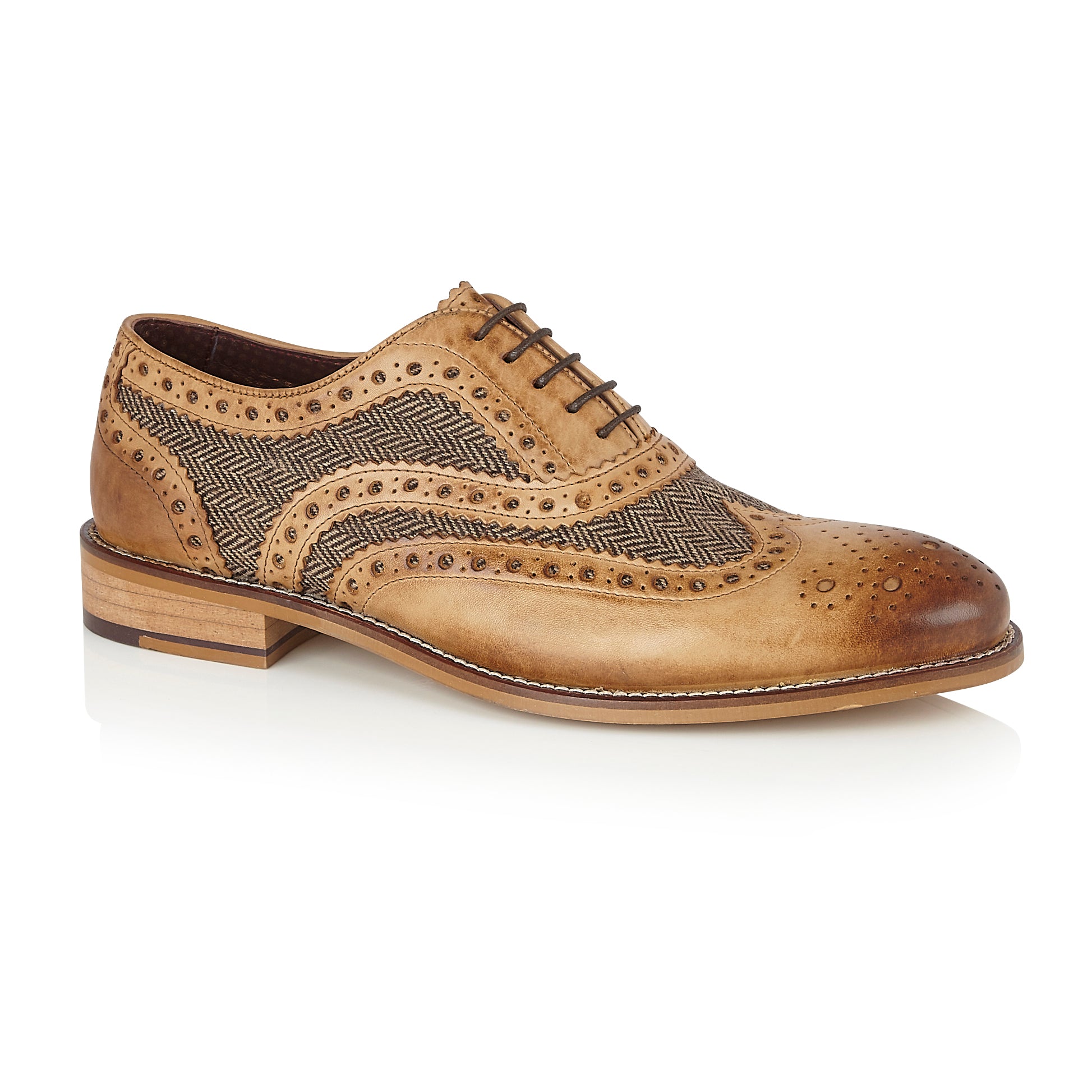Gatsby Leather Brogue Tan / Tweed - London Brogues