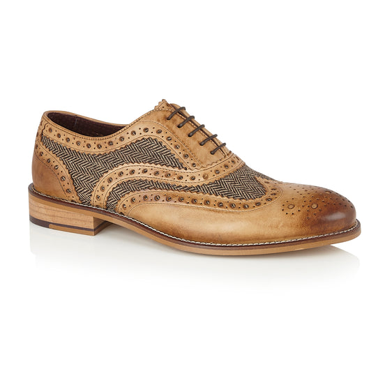 Gatsby Leather Brogue Tan / Tweed - London Brogues