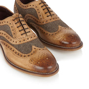 Gatsby Leather Brogue Tan / Tweed - London Brogues