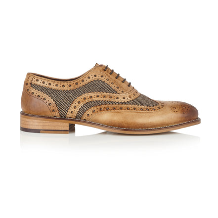 Gatsby Leather Brogue Tan / Tweed - London Brogues